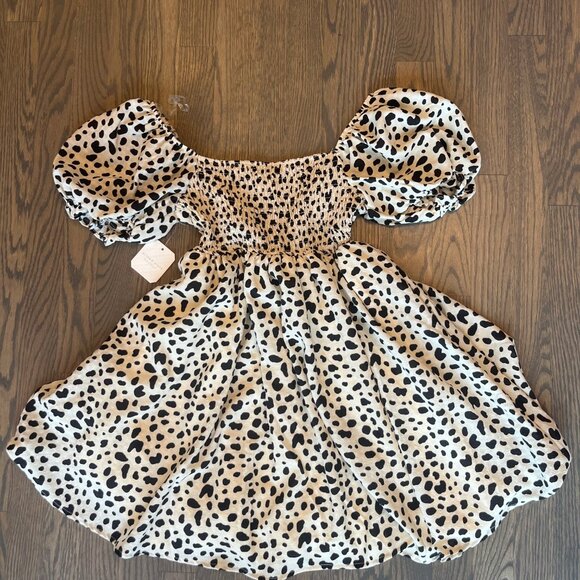 NWT -  Host Pick! - Altar'd State Cow Print Puff Sleeve Mini Dress - Size Small - Picture 2 of 3